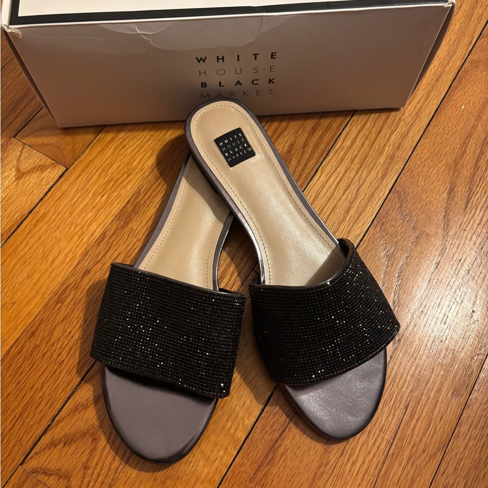 White House Black Market Beaded Black Sandals